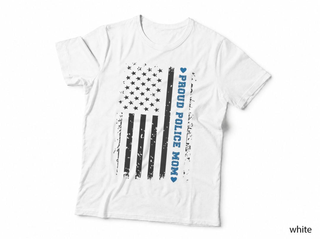 Proud Police Mom of a Police Officer T-Shirt, Patriotic Apparel