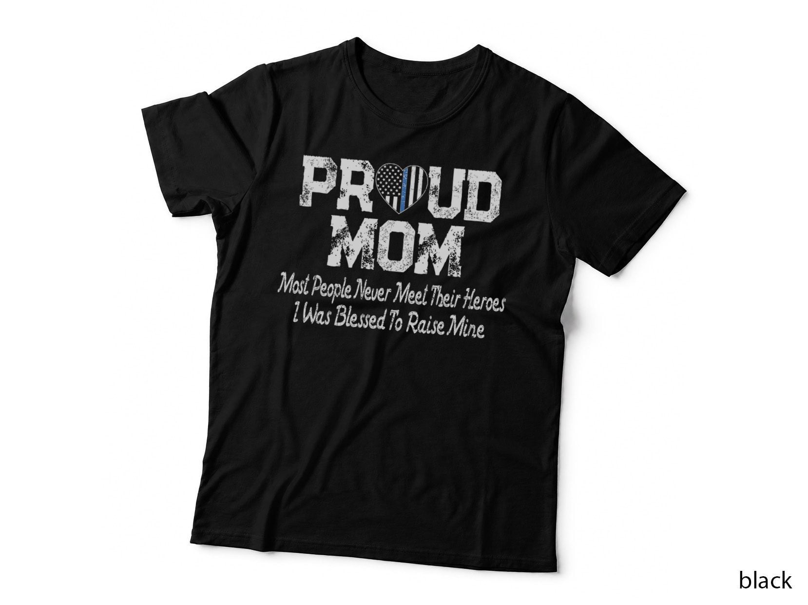 Proud Police Officer Mom Thin Blue Line T-Shirt, Patriotic Apparel