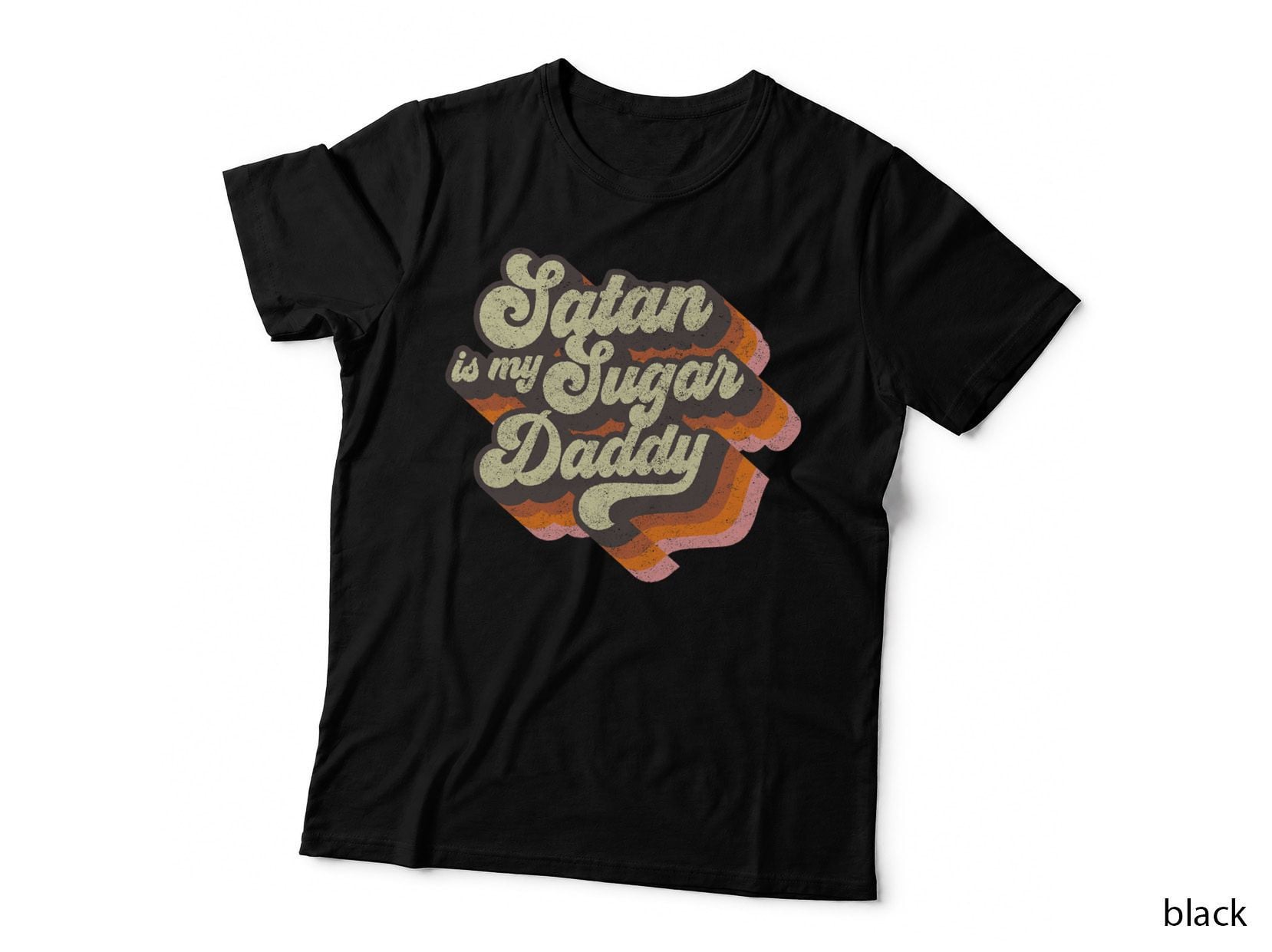 Satan Is My Sugar Daddy T-Shirt, Vintage Satanic Evil Magic Lucifer