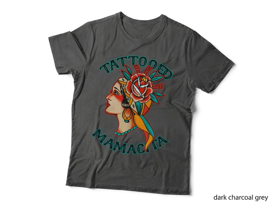Tattooed Mamacita T-Shirt, Traditional Lady Tattoo Style, Mom Family Apparel