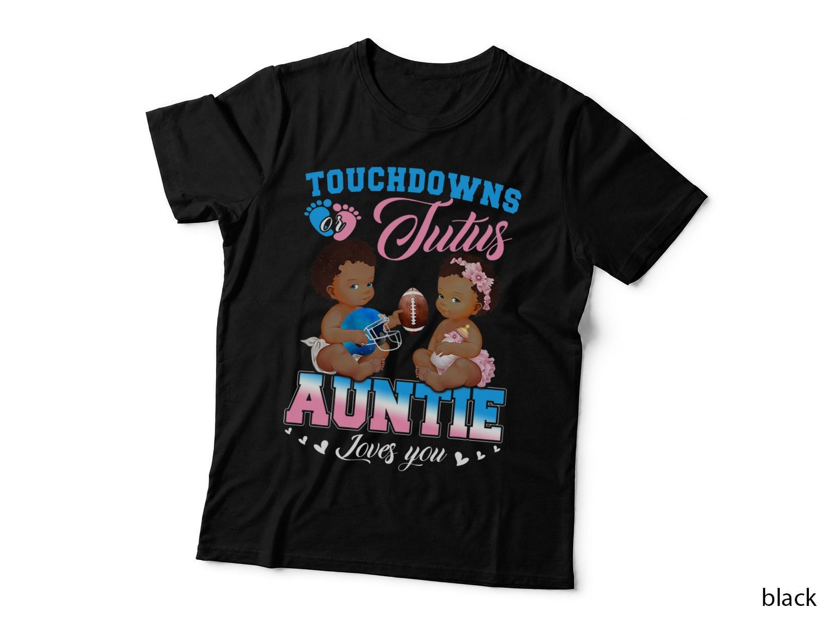 Touchdowns or Tutus Auntie Loves You Gender Reveal T-Shirt