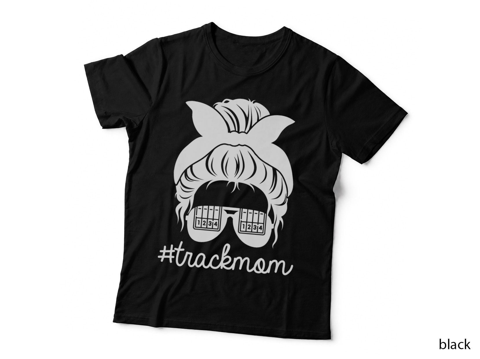 Track Mom Track & Field Mom Runner Running Mama Messy Bun, T-Shirt