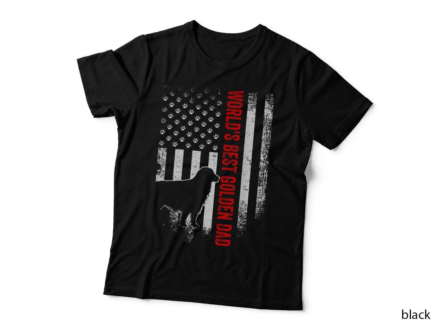 World's Best Golden Retriever Dad T-Shirt, Patriotic, Pet Lover Apparel