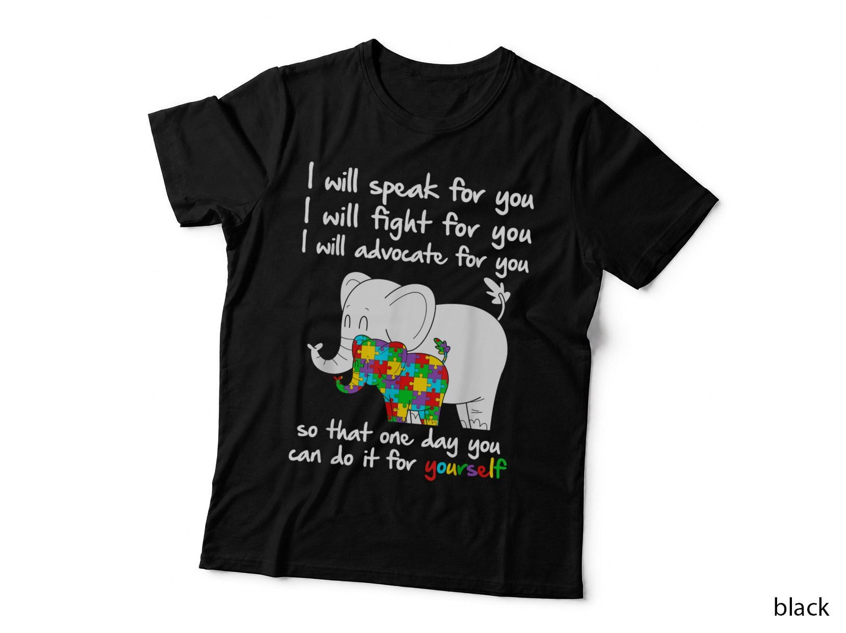 Autism Awareness Elephant Mom Teacher I Will Speak for You T-Shirt