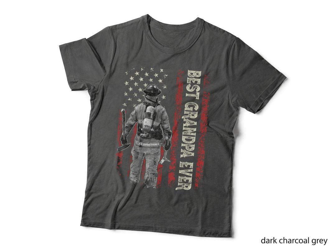 Best Grandpa Ever US Flag Firefighter Dad Gifts Father's Day T-Shirt