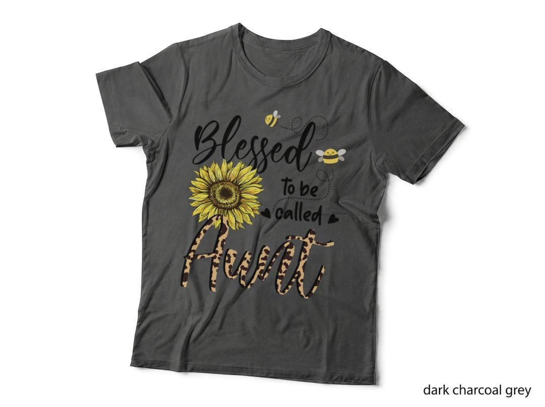 Blessed to Be Called Aunt, Sunflower Leopard Print and Bees, Auntie Tee