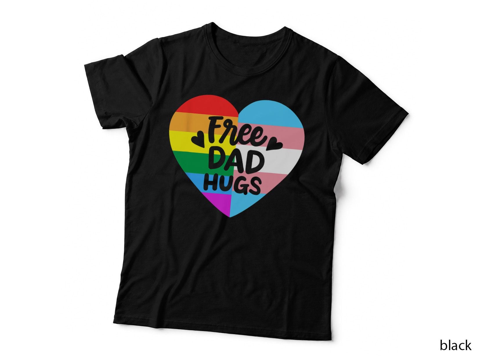 Free Dad Hugs Gay Pride LGBT Transgender Rainbow Flag T-Shirt