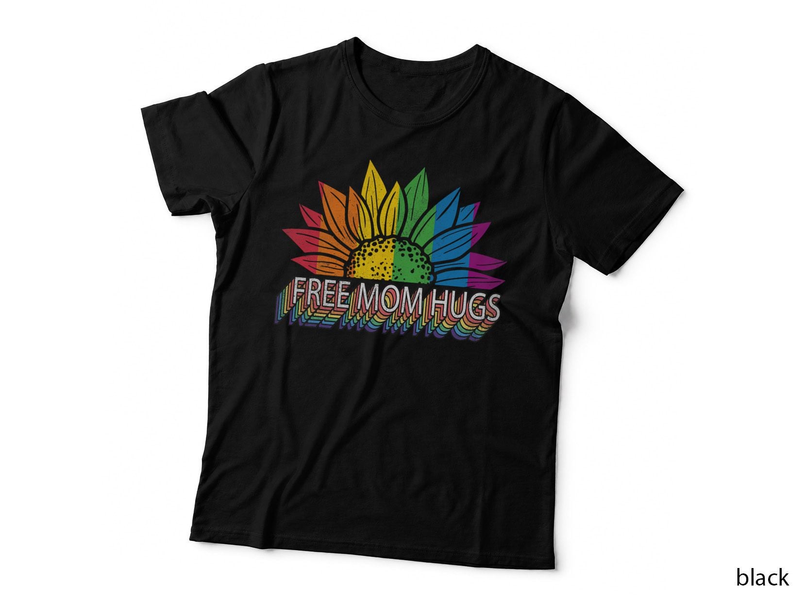 Free Mom Hugs Pride Rainbow Sunflower LGBT Pride Month T-Shirt