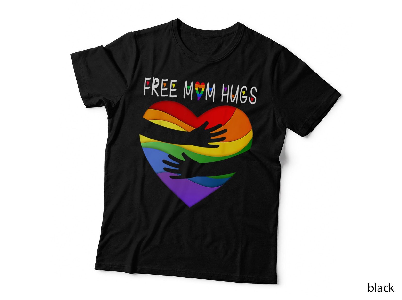 Free Mom Hugs Rainbow Heart Love LGBT Ally Gay Lesbian Pride T-Shirt