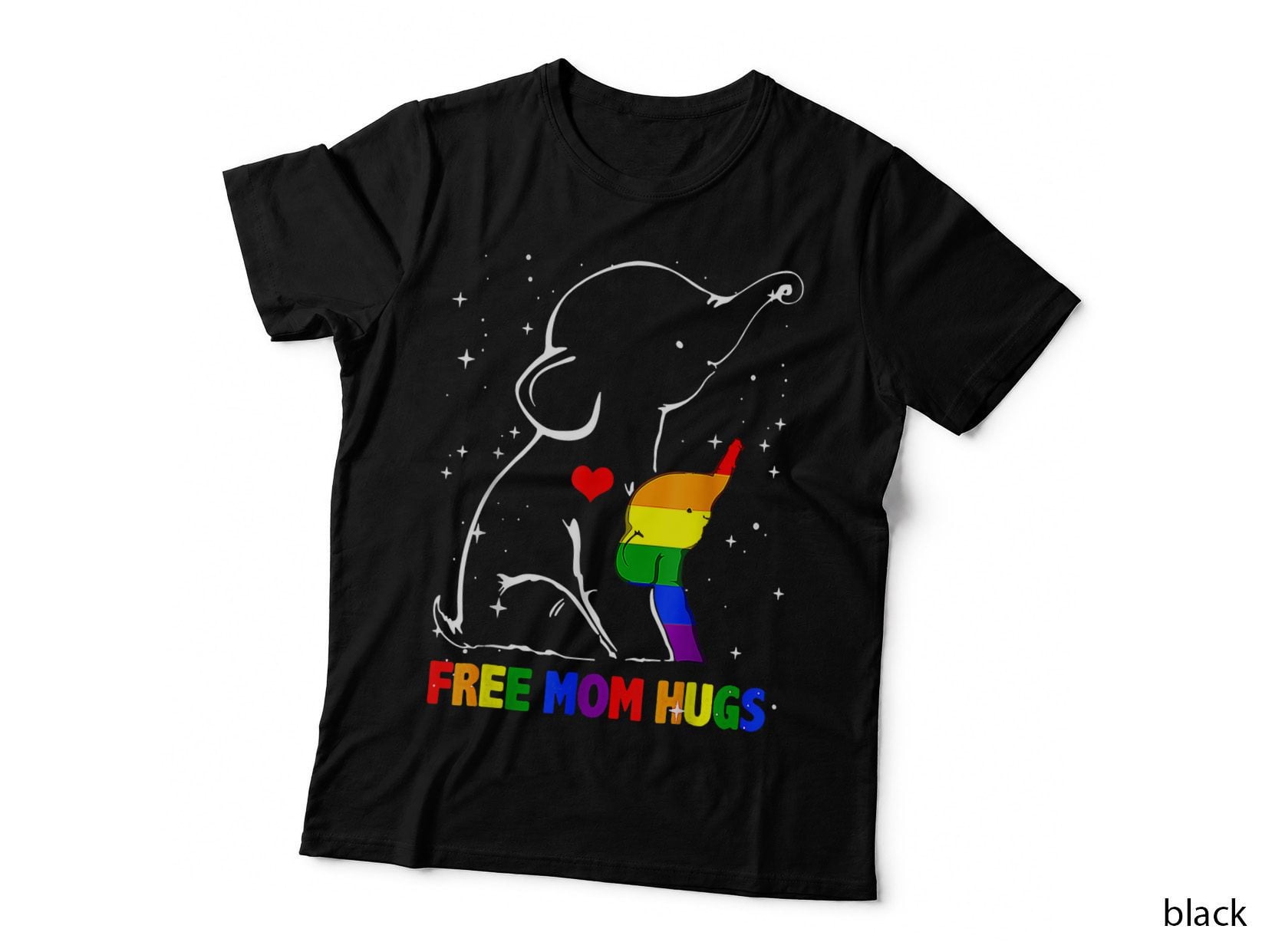 Gay LGBT Pride Mom Elephant for Women Free Mom Hugs T-Shirt
