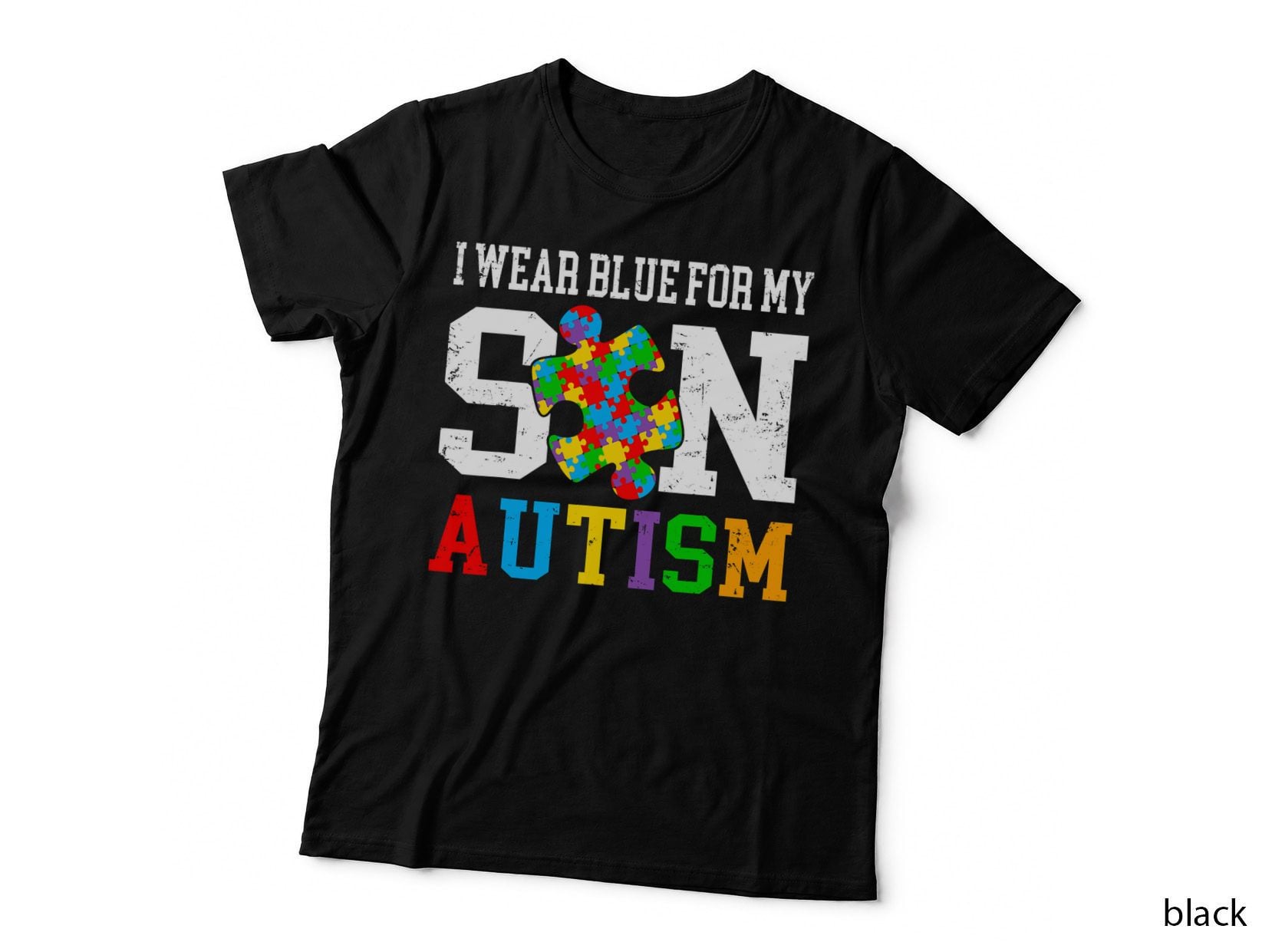 I Wear Blue for My Son Autism Awareness Day Mom Dad Parents T-Shirt