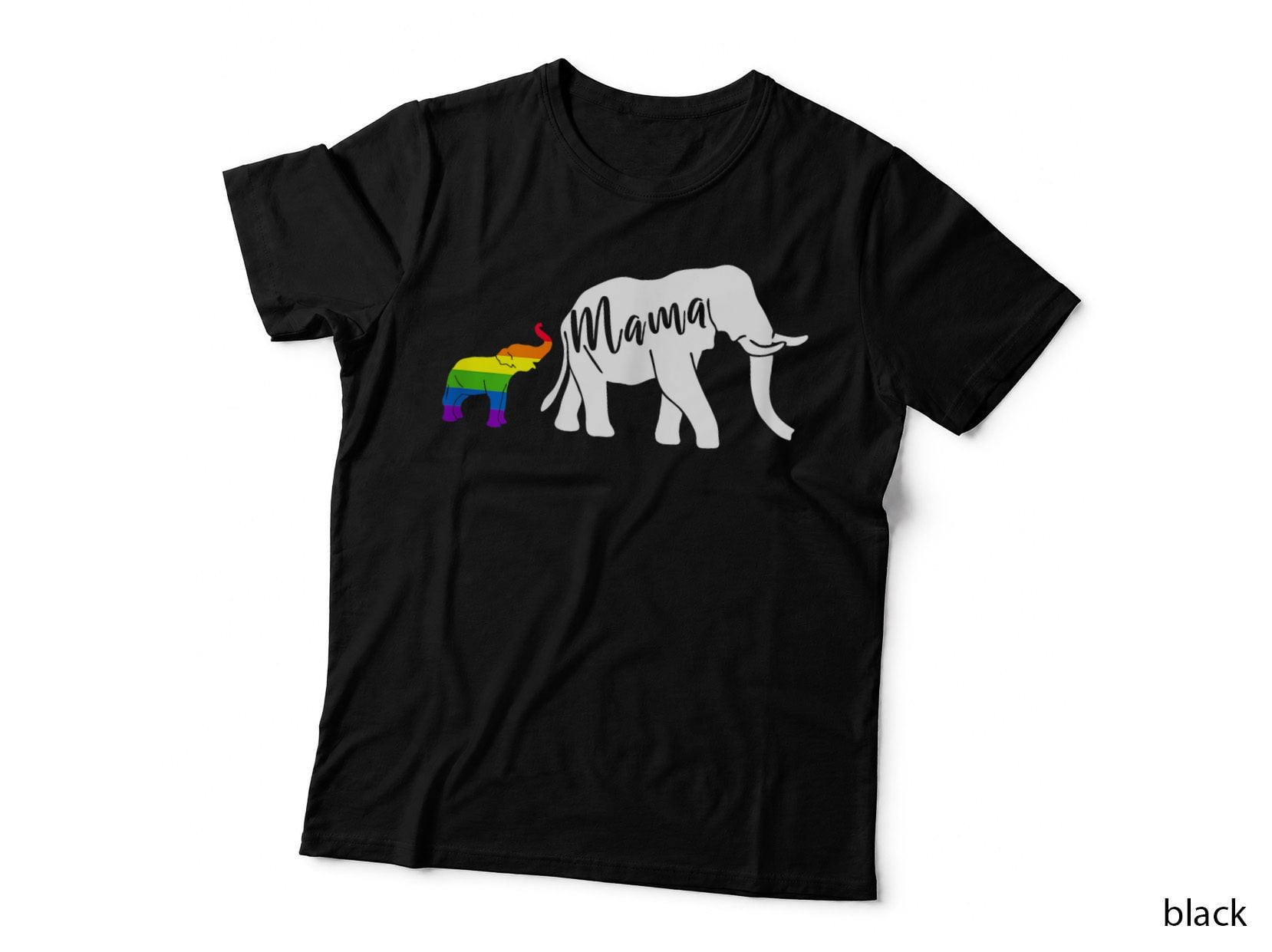 LGBT Mom with Elephant Child LGBTQ Mothers Rainbow Pride Mom T-Shirt