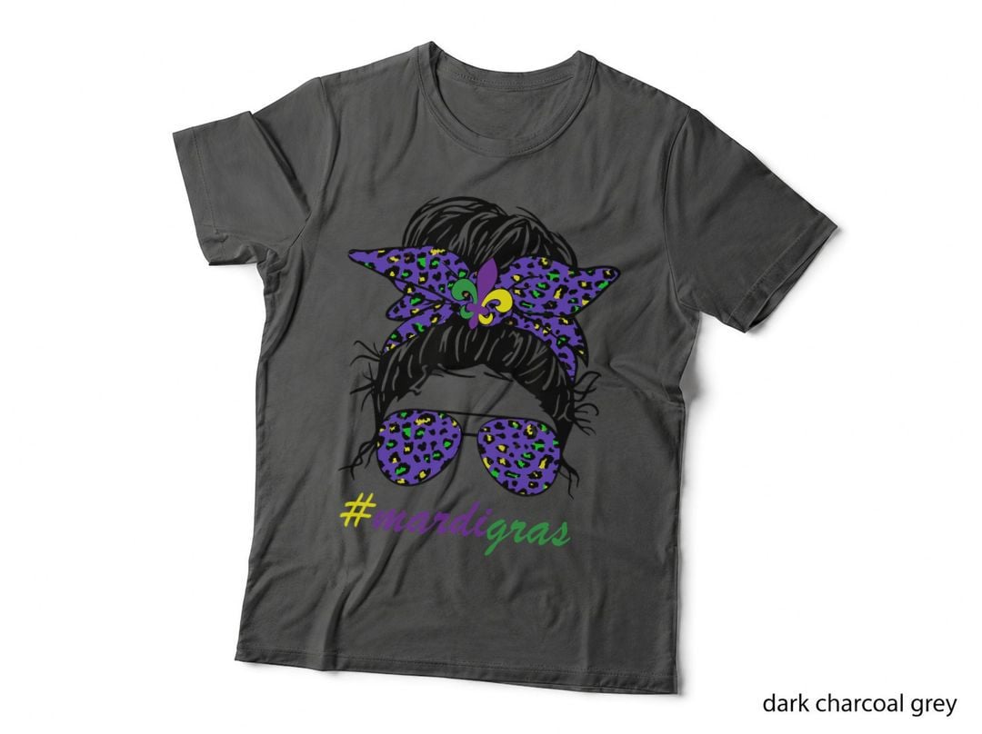 Messy Bun Hair Glasses New Orleans Carnival Mardi Gras Mama T-Shirt