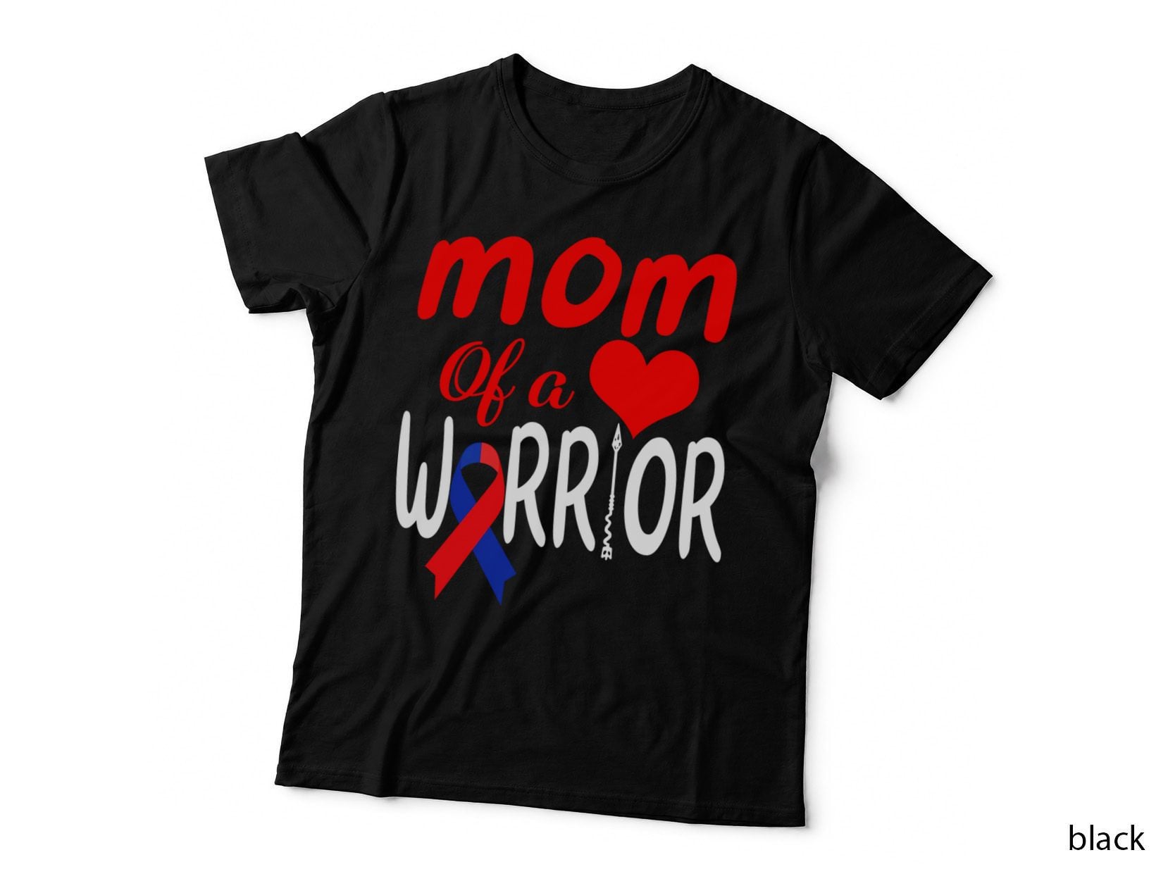 Mom of a Heart Warrior CHD Awareness Ribbon Heart Bypass T-Shirt