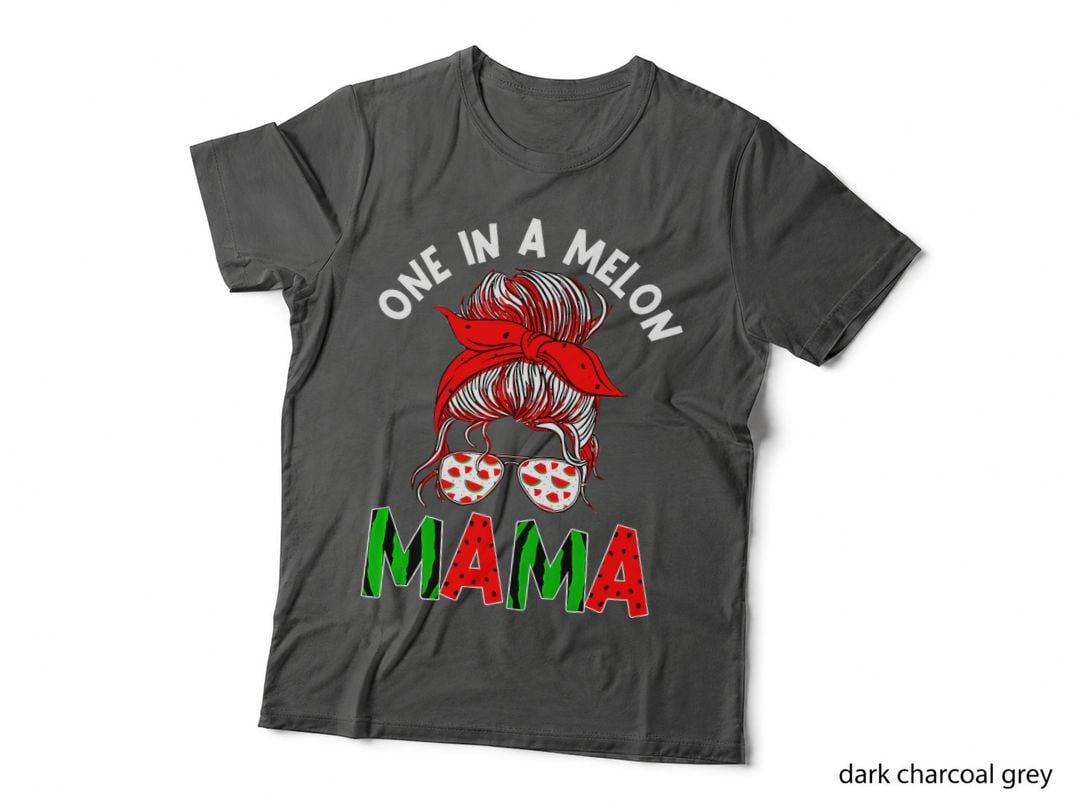One in a Melon Mama Messy Bun Watermelon Summer Fruit Mother, T-Shirt