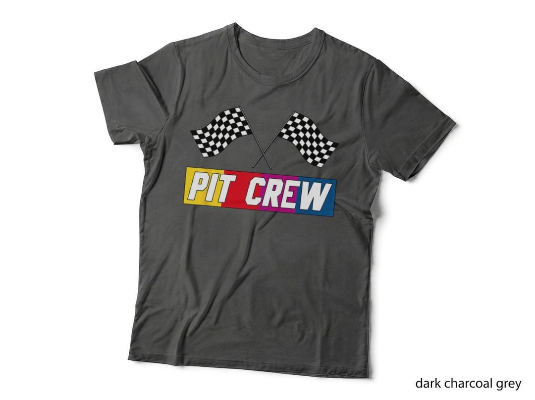 Pit Crew Racing Flags Tee, Checkered Flag Race Car Graphic, Motorsport Dad