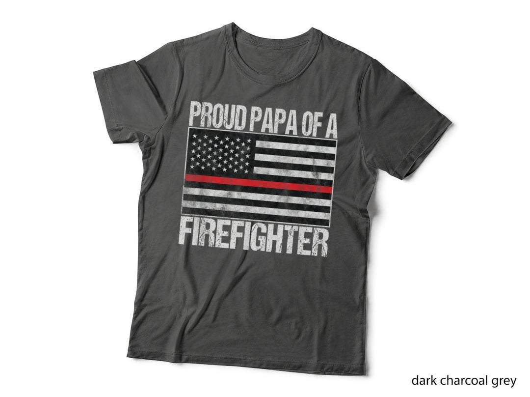 Red Line Flag Shirt Proud Papa of a Firefighter Fireman T-Shirt