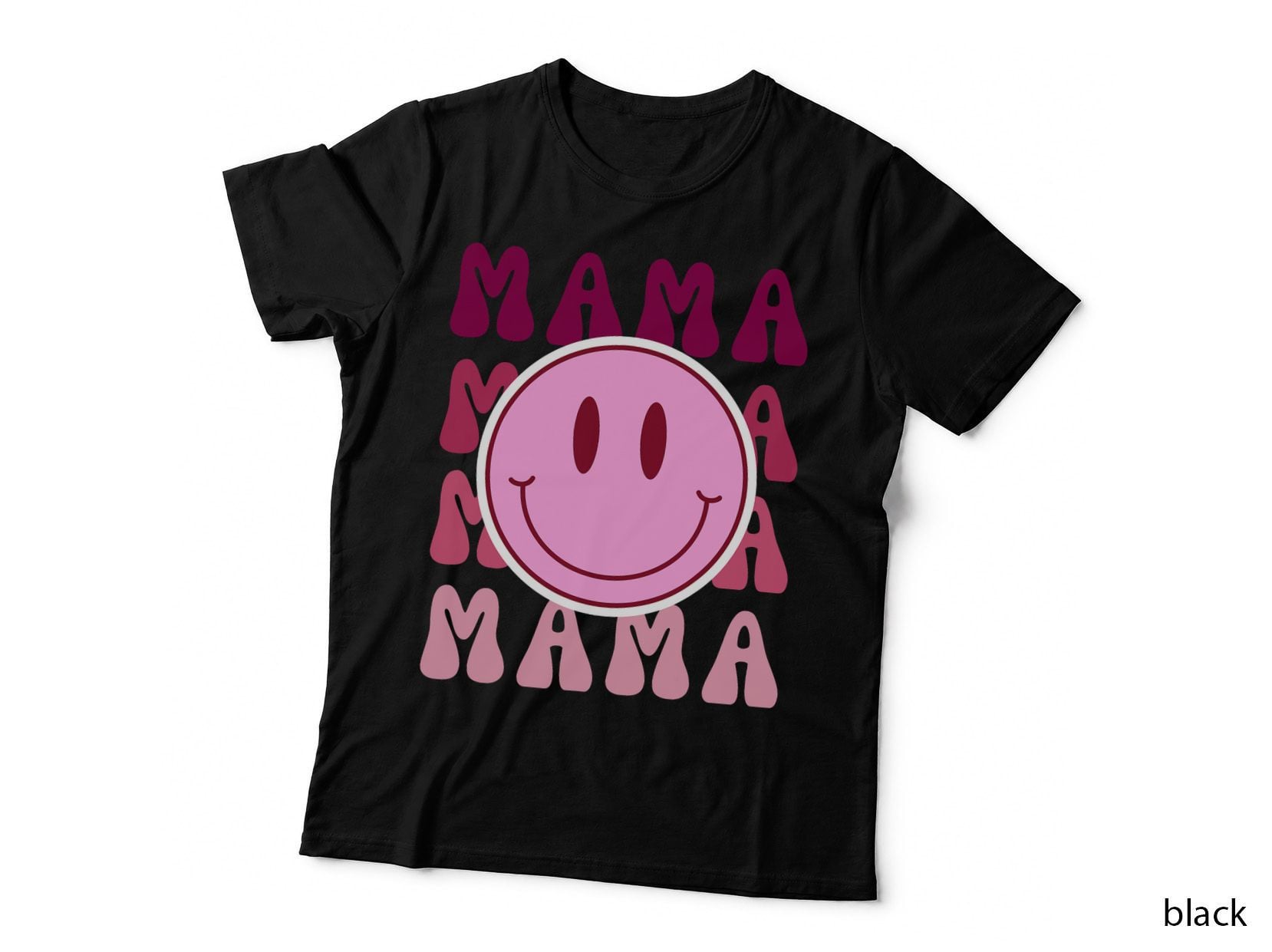Retro 70s Graphic Mama Smile Face Groovy Style T-Shirt