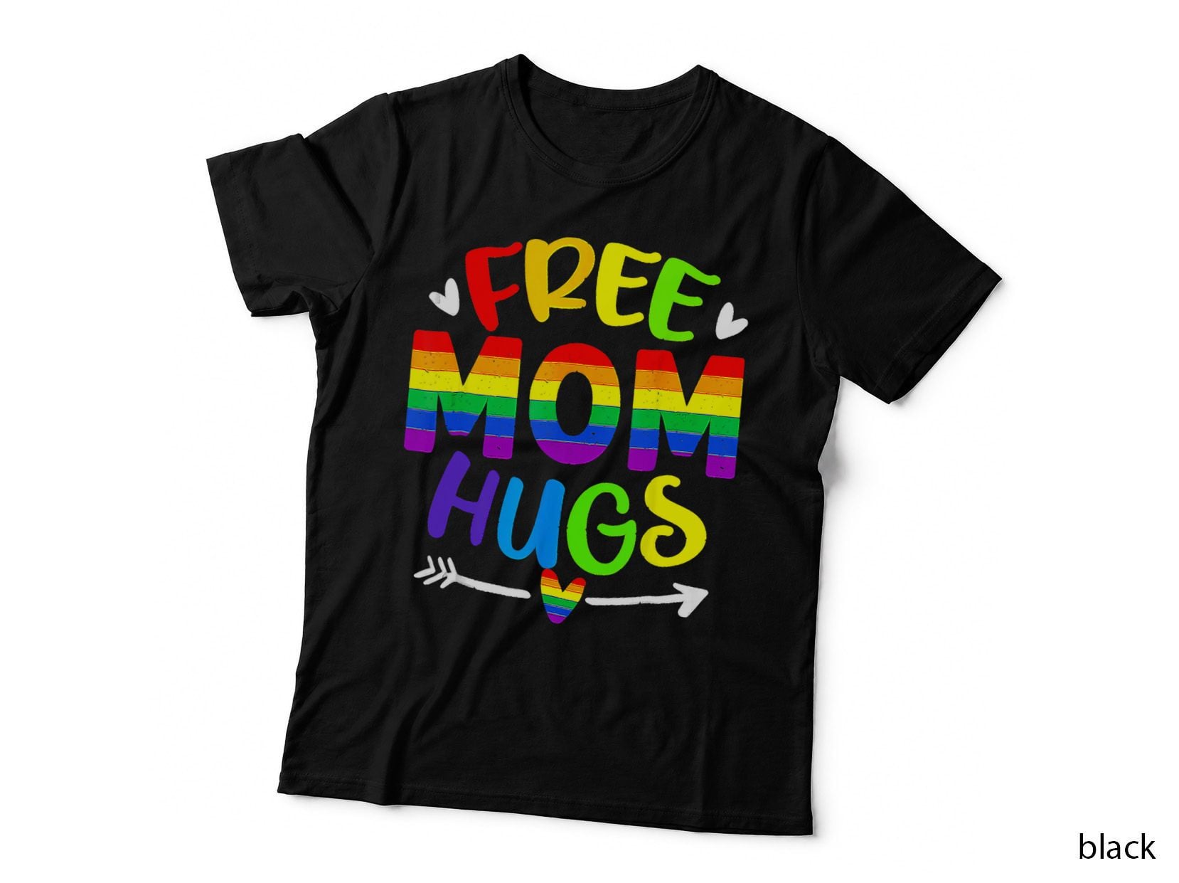 Retro Free Mom Hugs Rainbow LGBT Lesbian Gay Trans Pride T-Shirt