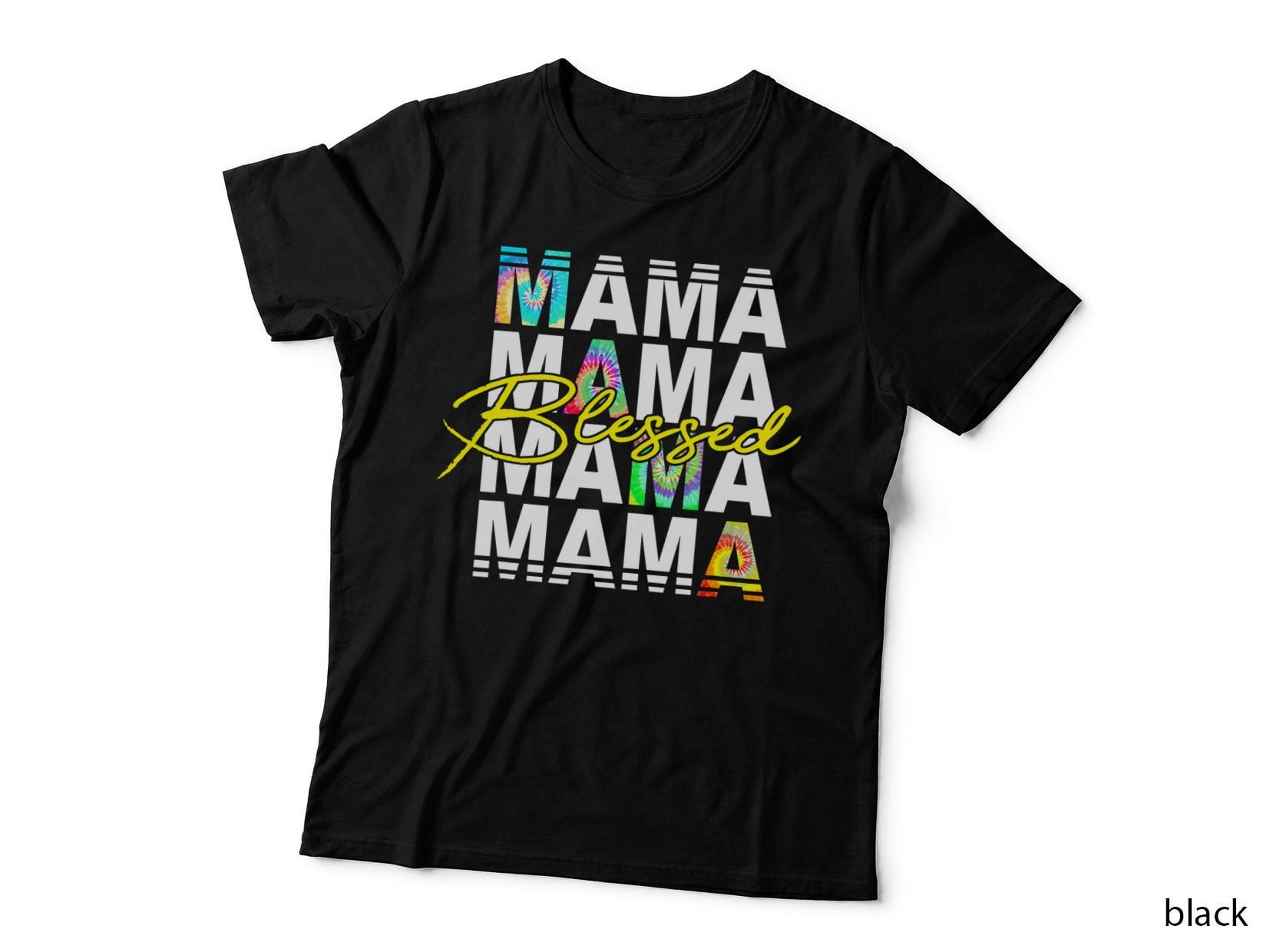 Tie Dye Blessed Mama Christian Mom Christian Mother's Day T-Shirt