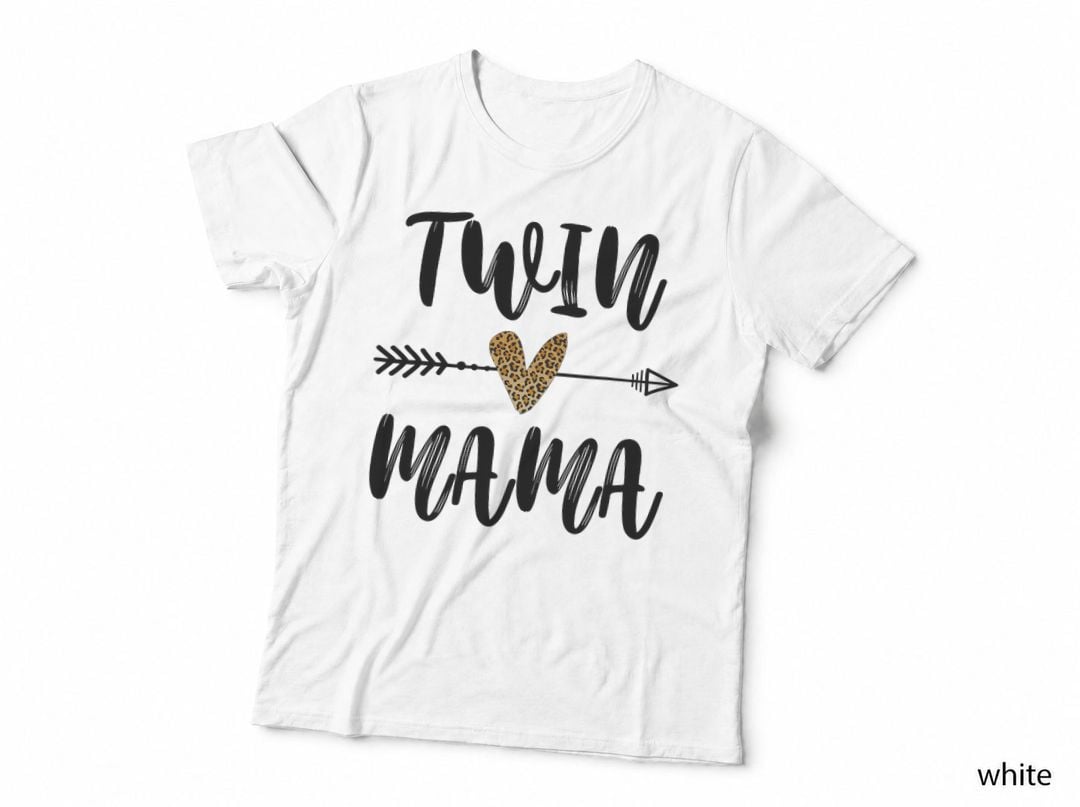Twin Mama Mothers Day Funny Leopard New Mom of Twins T-Shirt