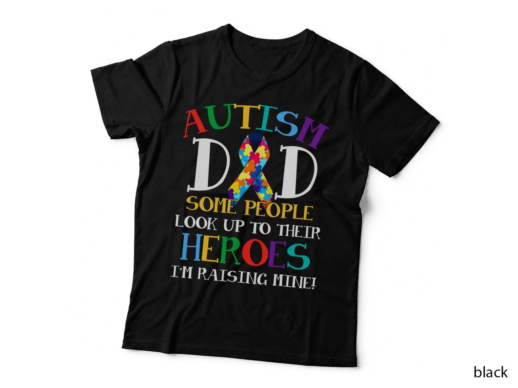 Autism Dad Puzzle Ribbon Son Is My Hero Autism Awareness T-Shirt