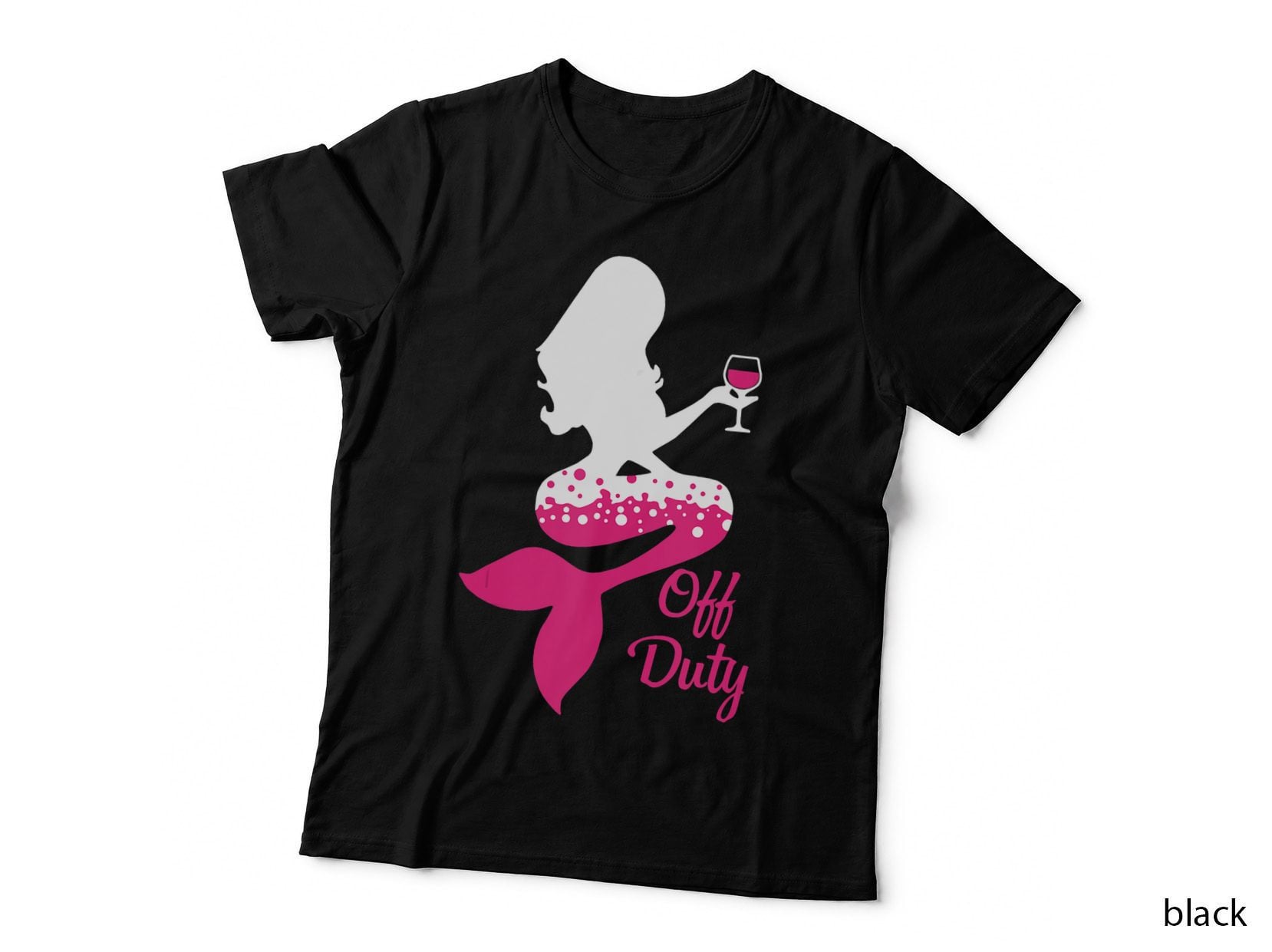 Birthday Mermaid Mom off Duty Drinking Wine Mother New Mom, T-Shirt