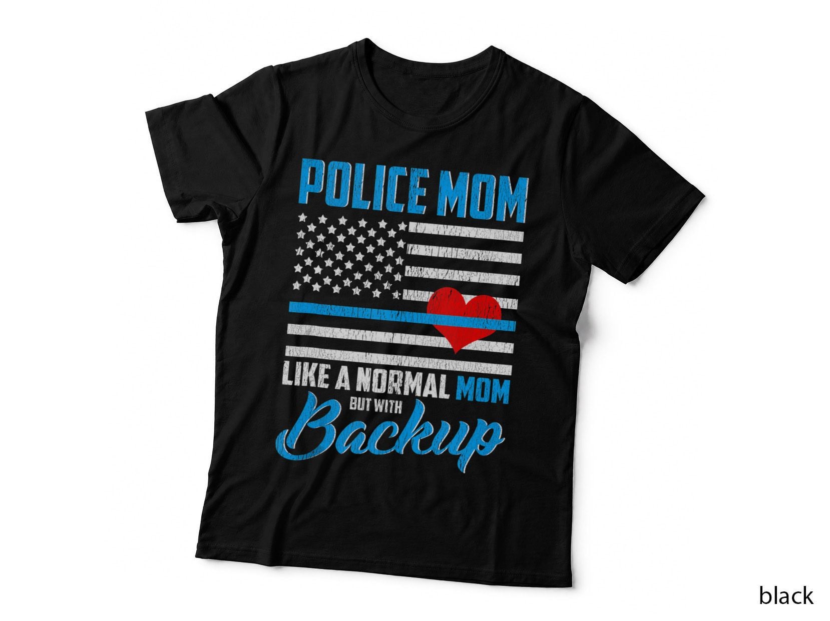 Cop Mom Proud Mother Police Officer Mom Tee Blue Line Flag, T-Shirt
