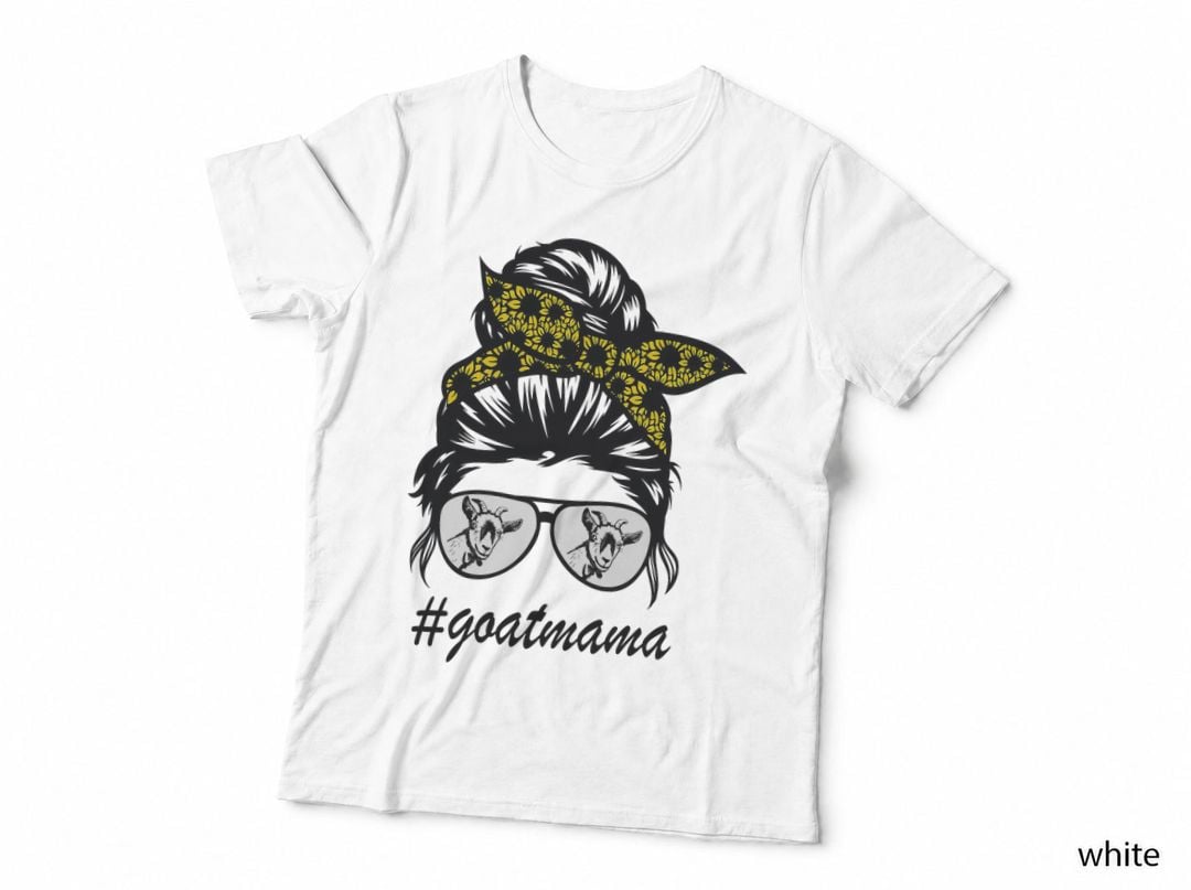 Goat Mama Messy Hair Bun Sunflower Mother Day 2021 T-Shirt