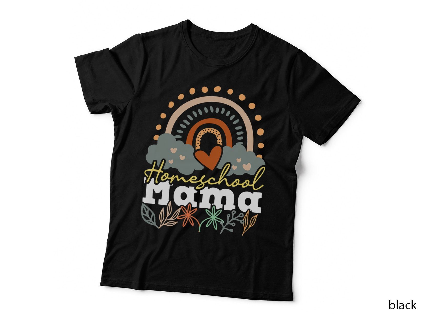 Homeschool Mama - Homeschooling Mom Rainbow Teach at Home T-Shirt