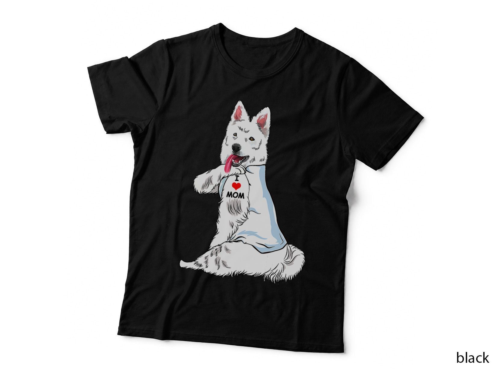 I Love Mom Tattoo Berger Blanc Suisse Mors Day T-Shirt