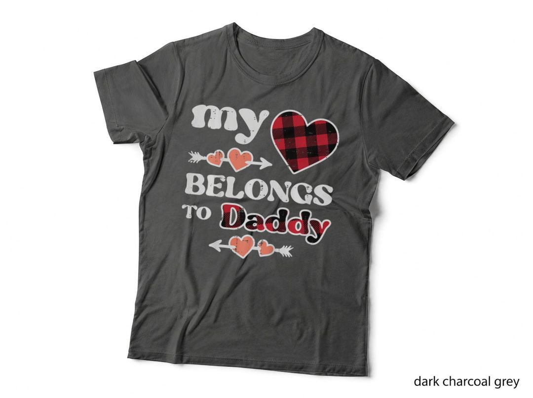 Kids Valentines Day My Heart Belongs to Daddy Girls Kids Toddlers T-Shirt