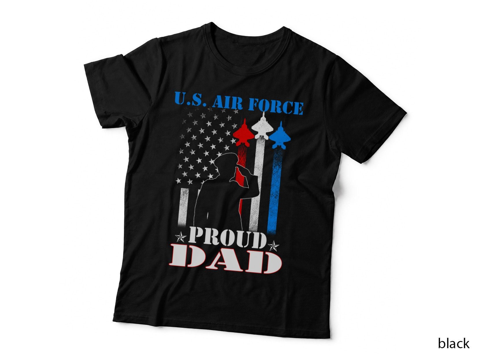 Mens Proud US Air Force Dad Flag Patriotic Military - USAF T-Shirt