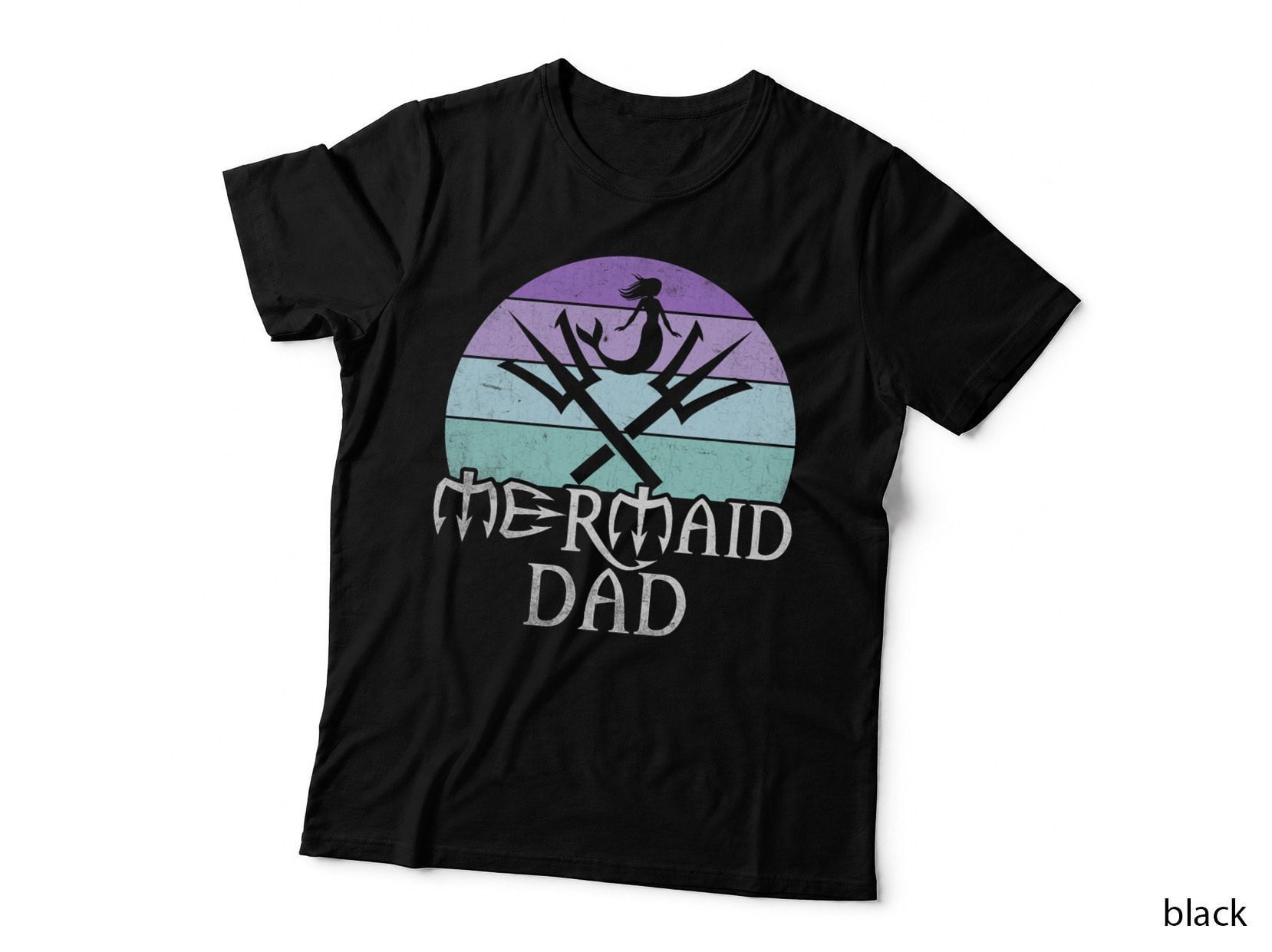 Mermaid Dad - Merman Daddy Family Father Retro T-Shirt