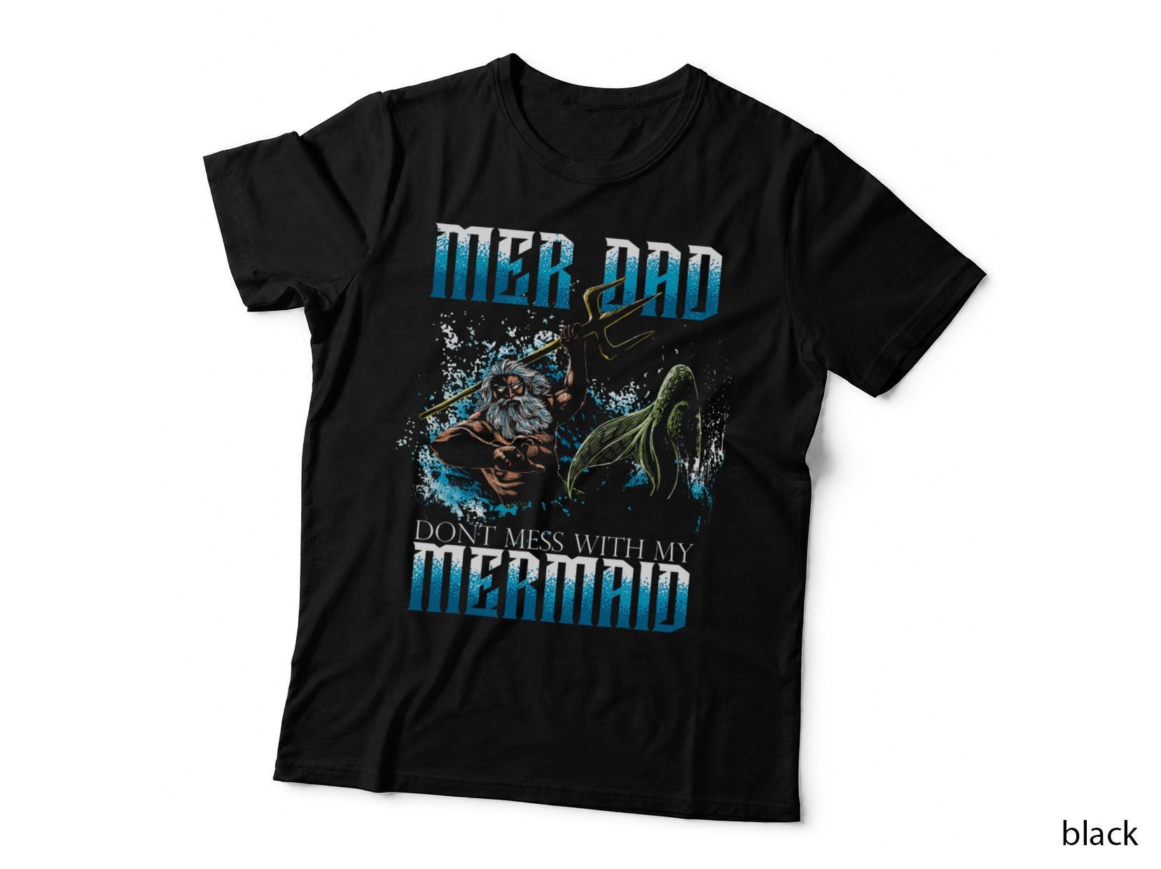 Mermaid Dad Daughter Birthday Family Matching Daddy Papa T-Shirt