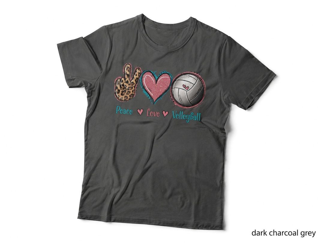 Peace Love Volleyball Mom Leopard Print Cheetah Pattern T-Shirt