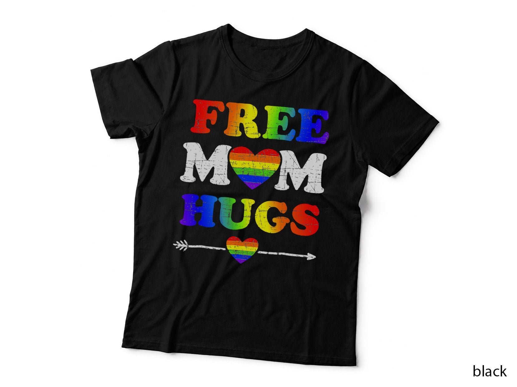 Pride Month Free Mom Hugs Lgbt Rainbow Flag T-Shirt