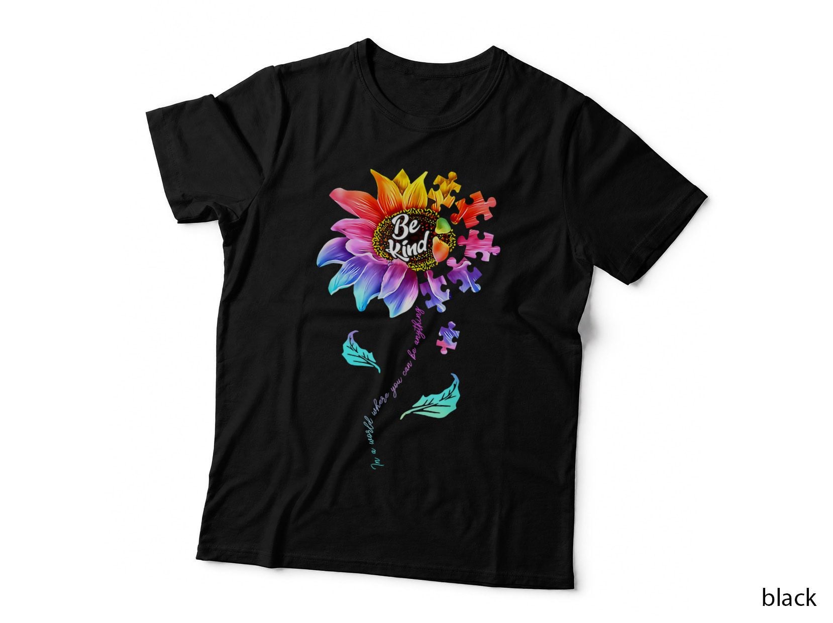 Sunflower Autism Awareness Be Kind Puzzle Mom Support Kids T-Shirt