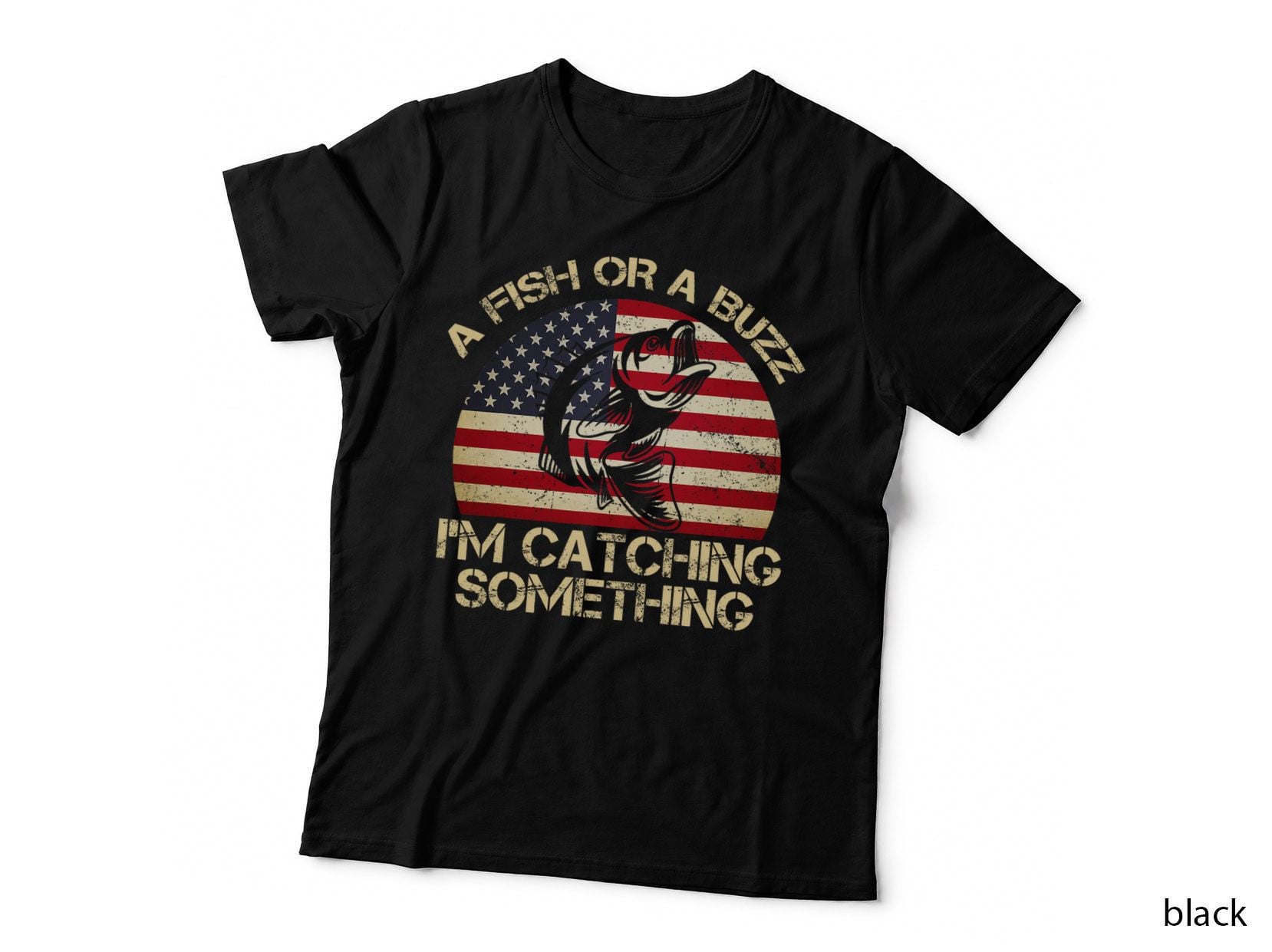 A Fish or a Buzz I'm Catching Something Fishing Vintage T-Shirt