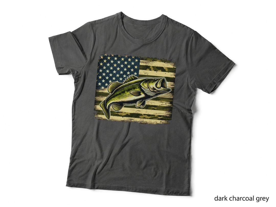 American Bass Flag Fathers Day T-Shirt, Fathers Day Graphic Tee