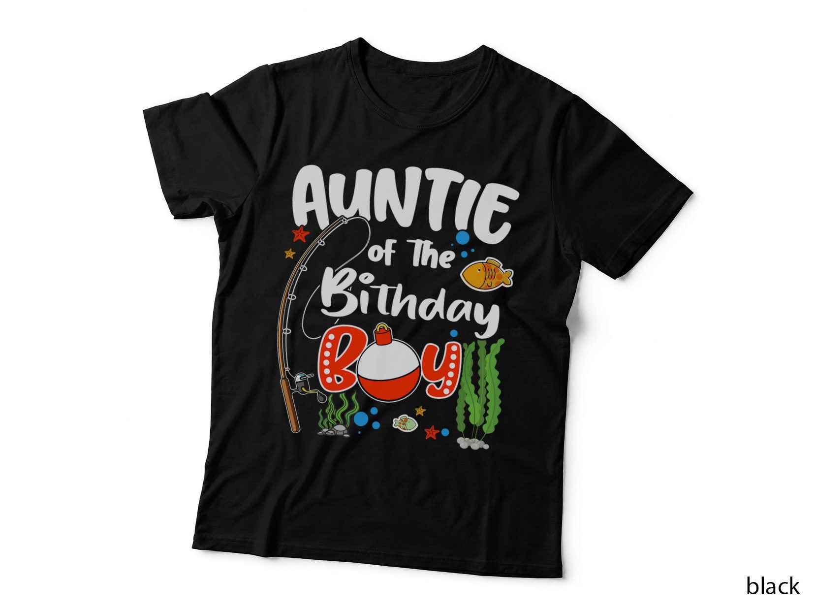 Auntie of the Birthday Boy Fishing Birthday Family Matching T-Shirt
