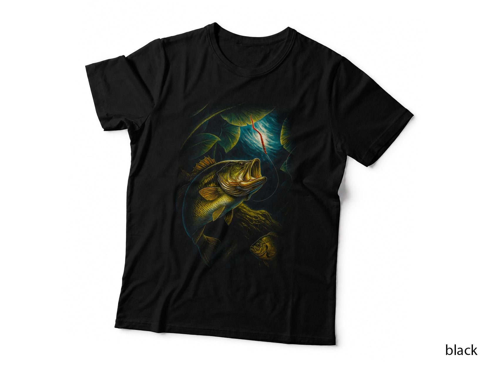 Bass Fishing T-Shirt, Halftone Bass Hunting Prey Graphic Tee