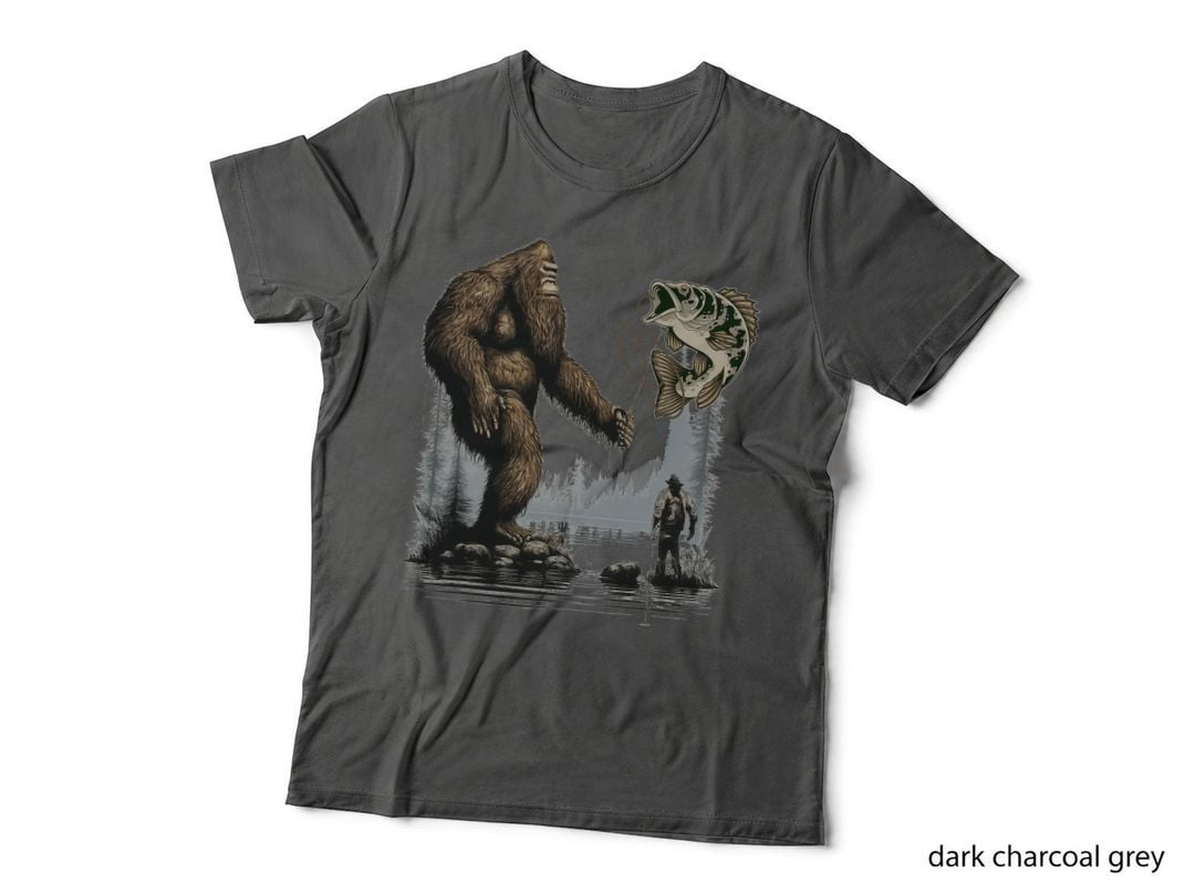 Bigfoot Fishing Funny Sasquatch Fish, Yeti Outdoor Gear, Men's Adventure T-Shirt