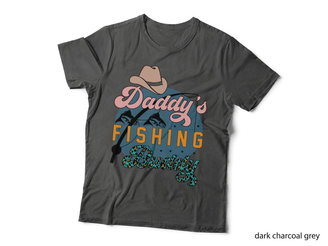 Daddy's Fishing Buddy Fishing T-Shirt, Fishing Buddy Hat Fish Pole Stars