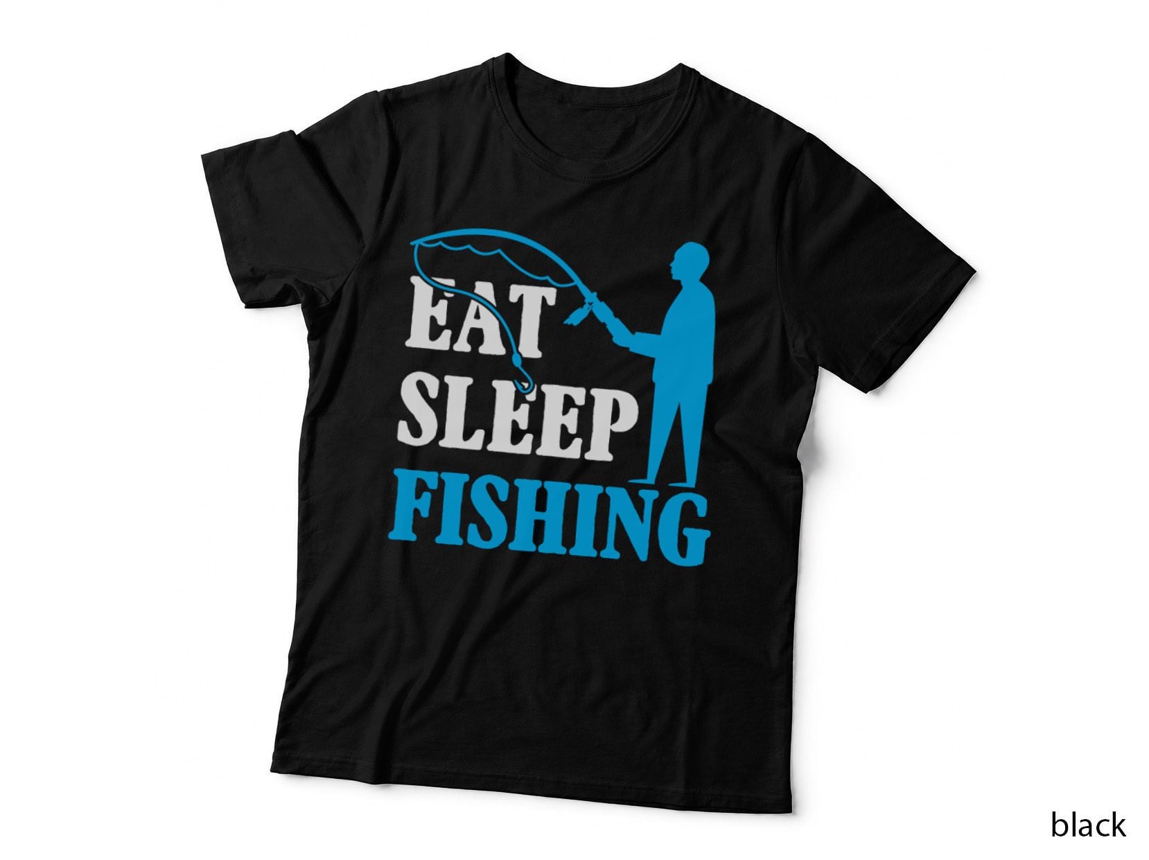 Eat Sleep Fishing T-Shirt, Man Fishing Silhouette Graphic Tee