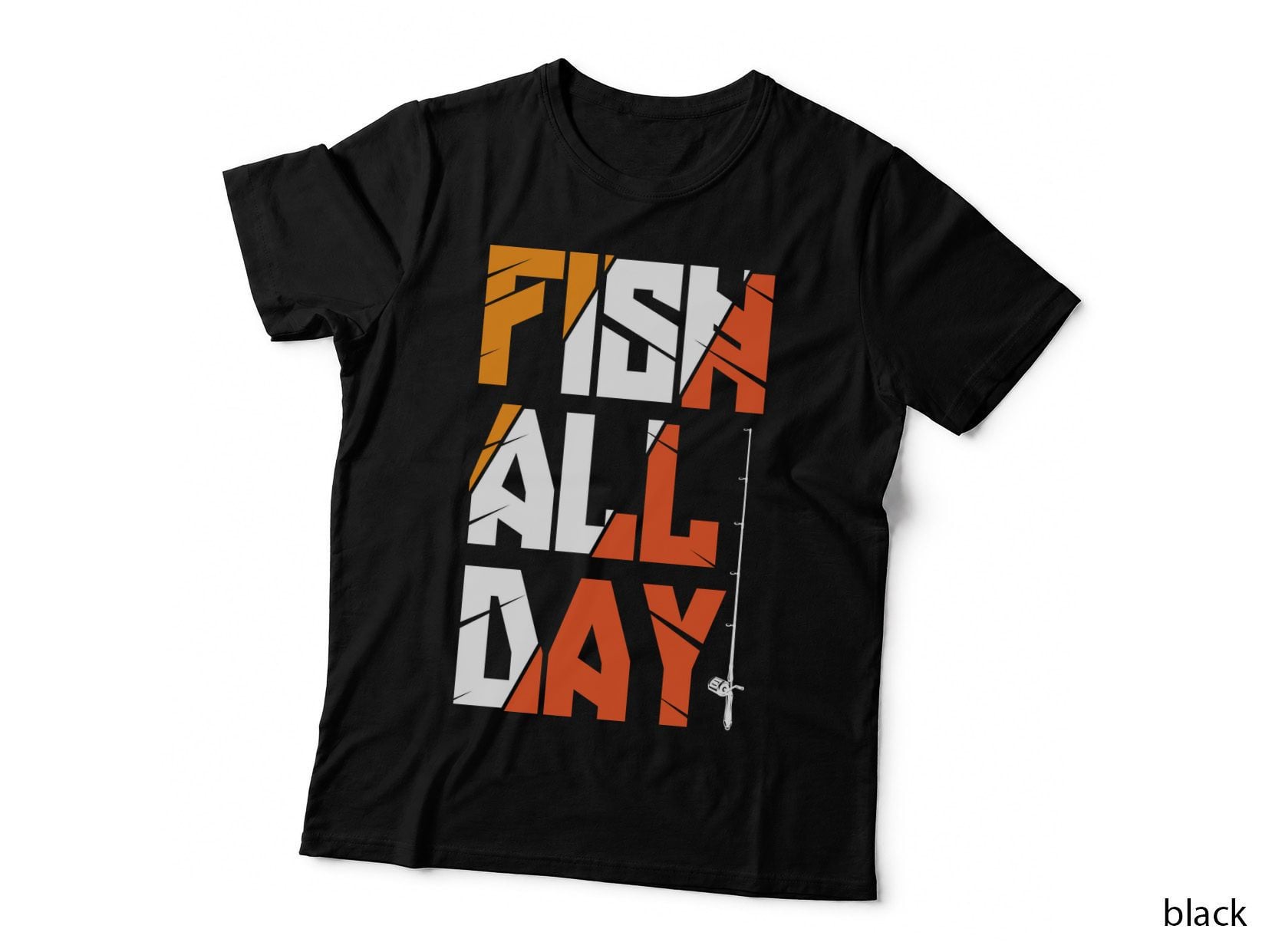 Fish All Day Fishing T-Shirt, Fishing Pole Silhouette Graphic Tee