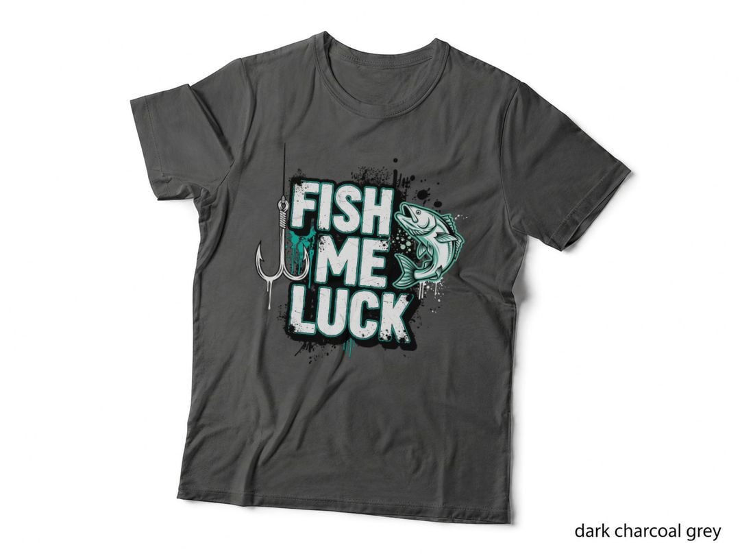 Fish Me Luck Outdoor Adventure T-Shirt, Fishing Gear Splatter Art Graphic Tee