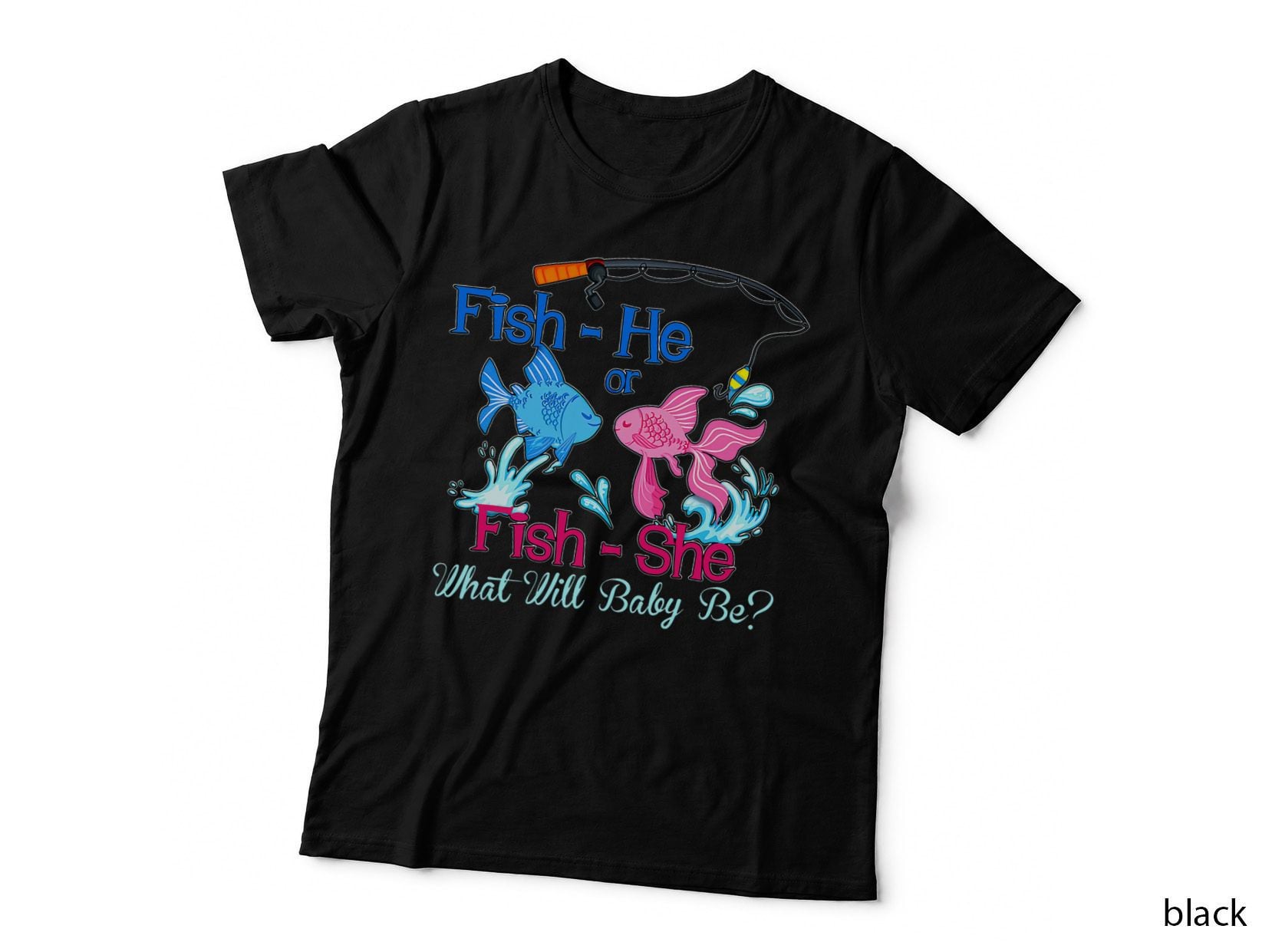 Fish-He or Fish-She Pregnancy Announcement Fishing Lover T-Shirt