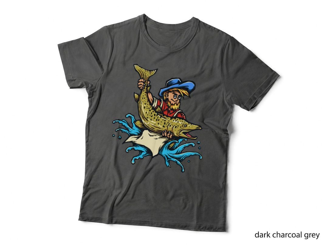 Fisherman Trout Fishing Character T-Shirt
