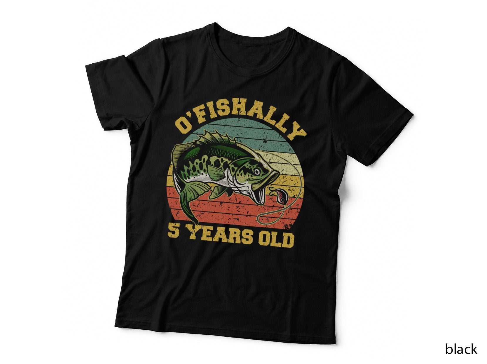 Fishing Birthday Party T-Shirt, Vintage Retro, 5th Anniversary Gift